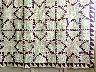 STUNNING Maroon/Muslin Feathered Star Quilt Solid Cotton Fabrics 67 