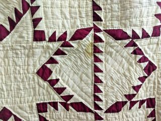 STUNNING Maroon/Muslin Feathered Star Quilt Solid Cotton Fabrics 67 