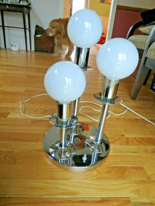 Vintage Mid Century Modern Space Age Sputnik Chrome Atomic 3 Globe Table Lamp