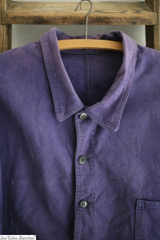 Vintage French Peasant Work Wear Moleskine Jacket Bleu De Travail Indigo C1930