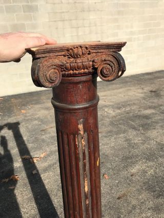 Vintage Pair Oak Colonnade Columns W/ Capitals And Base.  Architectural Salvage. 2