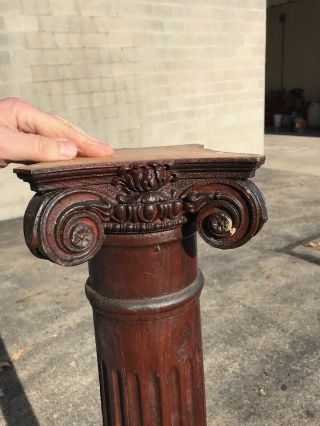 Vintage Pair Oak Colonnade Columns W/ Capitals And Base.  Architectural Salvage. 3