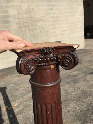 Vintage Pair Oak Colonnade Columns W/ Capitals And Base.  Architectural Salvage. 4