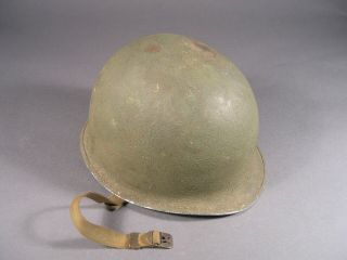 WWII U.  S.  Military M1 Steel Helmet,  Fixed Bales,  Finish 2