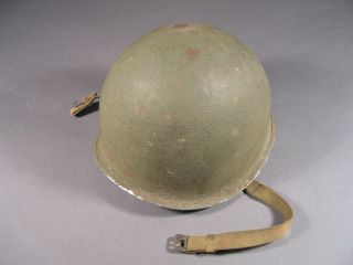 WWII U.  S.  Military M1 Steel Helmet,  Fixed Bales,  Finish 3