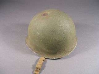 WWII U.  S.  Military M1 Steel Helmet,  Fixed Bales,  Finish 4