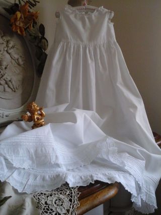 Antique French Baby Christening Gown/petticoat Broderie Anglais/lace Heirloom