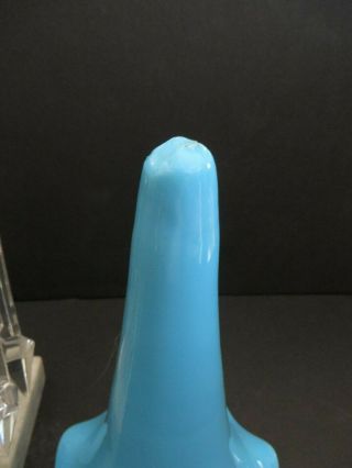 Rare 1850 ' s Bronze Girandole W/ Blue Opalene Vase Marble Base Cut Glass Prisms 11