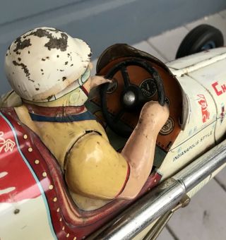 Vintage BIG 18 Inch 1950s Japan Yonezawa Champions Racer Tin Toy Race Car 10
