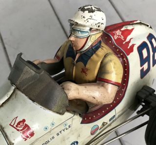 Vintage BIG 18 Inch 1950s Japan Yonezawa Champions Racer Tin Toy Race Car 12