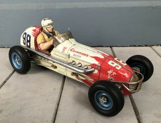 Vintage Big 18 Inch 1950s Japan Yonezawa Champions Racer Tin Toy Race Car