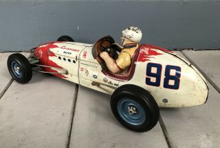 Vintage BIG 18 Inch 1950s Japan Yonezawa Champions Racer Tin Toy Race Car 5