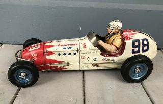 Vintage BIG 18 Inch 1950s Japan Yonezawa Champions Racer Tin Toy Race Car 7