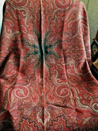 Antique Embroidered Paisley Coverlet/throw/piano Shawl