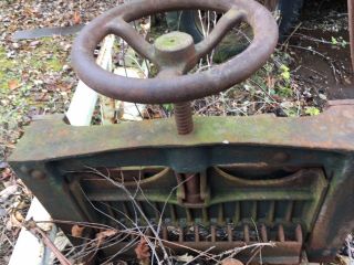 Antique Paper Cutter On Four Wheel Cart 2