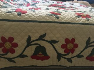 Vintage Paragon American Glory Applique Quilt in Red,  Green,  & Yellow circa 1961 4