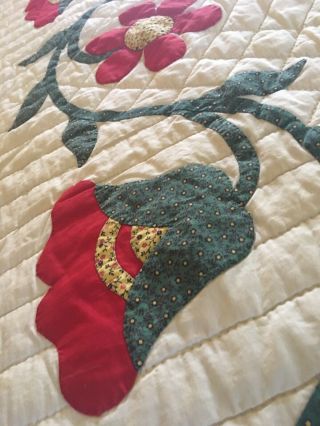 Vintage Paragon American Glory Applique Quilt in Red,  Green,  & Yellow circa 1961 6