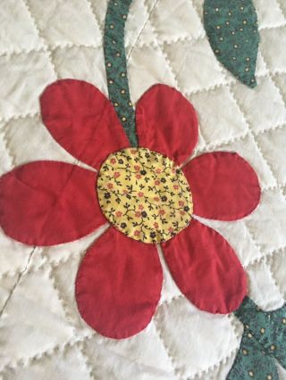 Vintage Paragon American Glory Applique Quilt in Red,  Green,  & Yellow circa 1961 8