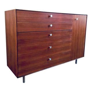 George Nelson Herman Miller Thin Edge Walnut Dresser Cabinet Mid Century Modern