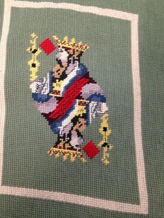 Casino Duplicate Bridge Needlepoint Cards Ace Queen King Jack Pillow Or Chair