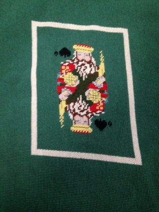 Casino Duplicate Bridge Needlepoint Cards Ace Queen King Jack Pillow or Chair 2