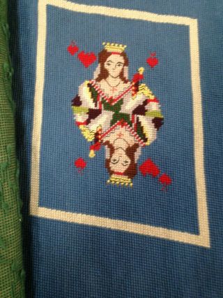 Casino Duplicate Bridge Needlepoint Cards Ace Queen King Jack Pillow or Chair 3