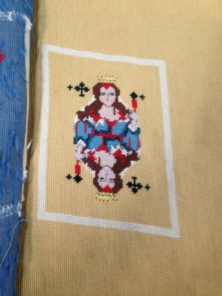 Casino Duplicate Bridge Needlepoint Cards Ace Queen King Jack Pillow or Chair 4