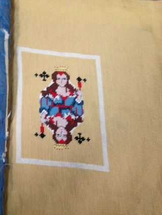 Casino Duplicate Bridge Needlepoint Cards Ace Queen King Jack Pillow or Chair 5