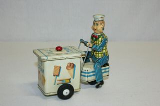 Vintage Ohta K Japan Tin Friction Jet The Ice Cream Vendor Cart Vender Ex L@@k
