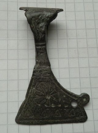 Viking Period Bronze Axe Amulet With Signs