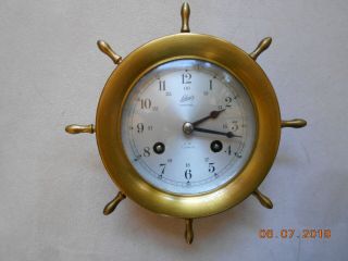 Vintage Schatz Nautical Ship Wheel With Ship Bells Clock