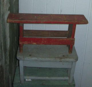 Wonderful Old Primitive Bench Best Form,  Old Red Paint Aafa Nr
