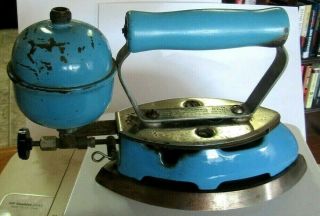 1908 Patent Coleman White Gas Iron Insta - Lite Blue Enamel Display/restore/parts