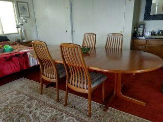 1960 ' s mid century Svend Madsen Danish oval teak dining table and Chairs 4