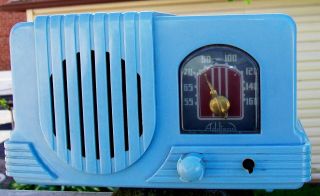 BABY BLUE ART DECO ADDISON TUBE RADIO CATALIN PLASKON BAKELITE 1940s FINE 2