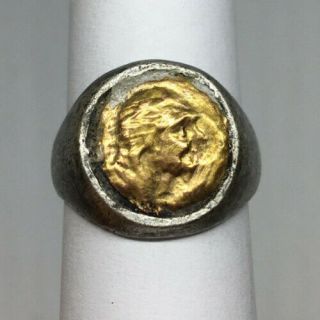 Ancient Roman Soldier Silver - Gold Ring R0002