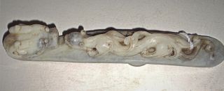 A Rare and Majestic Zhou Dynasty Large Jade Dragon Belt - Hook 2
