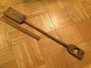 19th Century Long Treenware Shovel Neat Narrow Form W Carved Out Handle