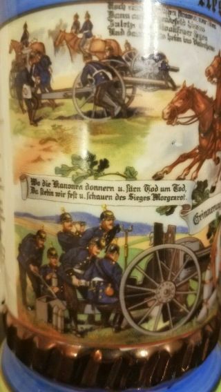 Antique 1/2L Reservist German Beer Stein 58th Regiment (Minden) Field Artillery 6