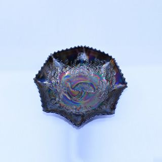Emu Carnival Glass Master Bowl in Dark Purple,  large variety Crown Crystal Syd 8