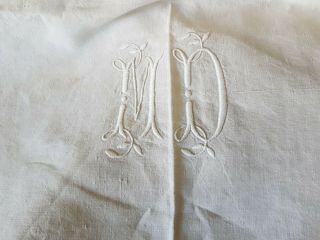 Antique French,  Linen Cotton Sheet,  Canvas 1920 - 1930,  Linen Cotton Dm Monongram