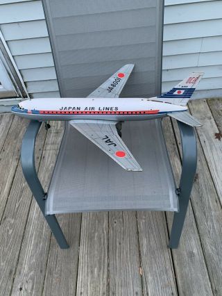 Rare Large Vintage Japan Airlines Dc8 Tin Litho Friction Toy 23” Wingspan