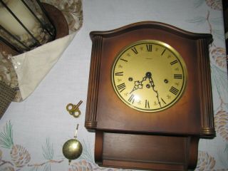 Mauthe Westminster Chiming Pendulum Wall Clock,  Vintage With Key.