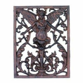 Gorgeous Gothic Style Iron Angel Cherub Wall Sculpture Decor,  15.  5  H.