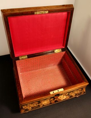 Victorian Tunbridge Inlaid Fitted Sewing Box Decorated with Castle Scene c.  1855 9