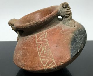 Ancient Pre - Columbian Artifact Geometric Figural Pottery Water Vessel Vase 3