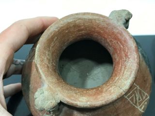Ancient Pre - Columbian Artifact Geometric Figural Pottery Water Vessel Vase 5