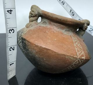 Ancient Pre - Columbian Artifact Geometric Figural Pottery Water Vessel Vase 8