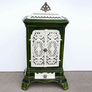 Antique French Enameled Cast Iron Parlor Stove Cover c.  1922 2