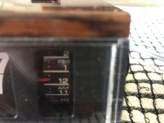 Vintage NOS Rare 1968 Copal Lighted Accurate Flip Alarm Woodgrain Clock Japan 10